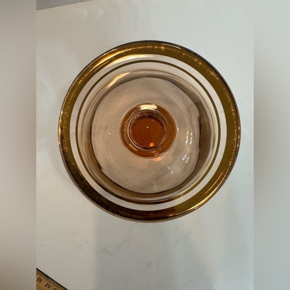 Vintage Roumania Glass with Gold Trim Blown Glass Compote or Vase Circa 1970's - Picture 3 of 8